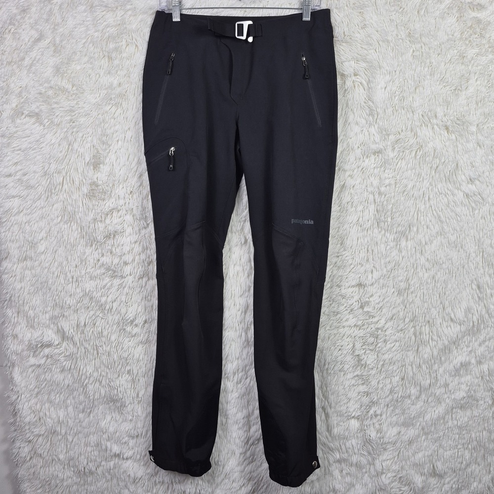 Patagonia Alpine Guide Belted Shell Pants Womens 6 Black Polartec Hiking Outdoor